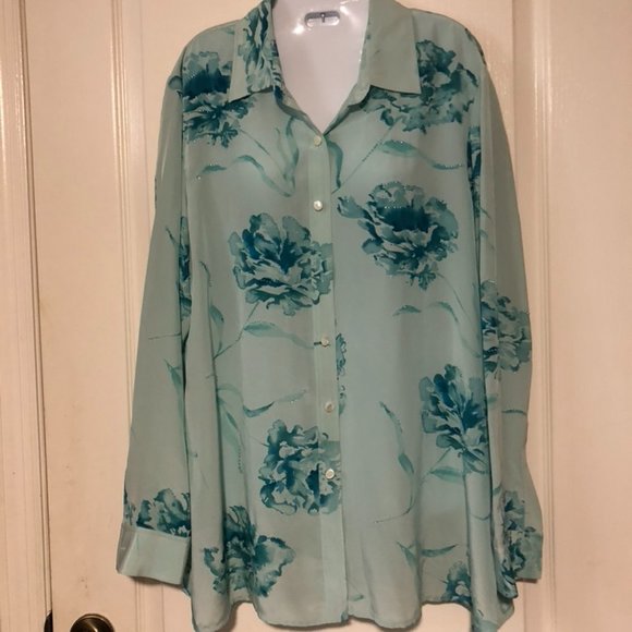 Randolph Duke Tops - New - Beautiful 100% Silk Sheer Blouse The Look Randolph Duke